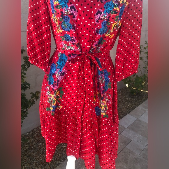 Saloni Women's Saloni Scarlet Tyra Button Down Silk Shirt Dress Size 6 - Picture 4 of 15